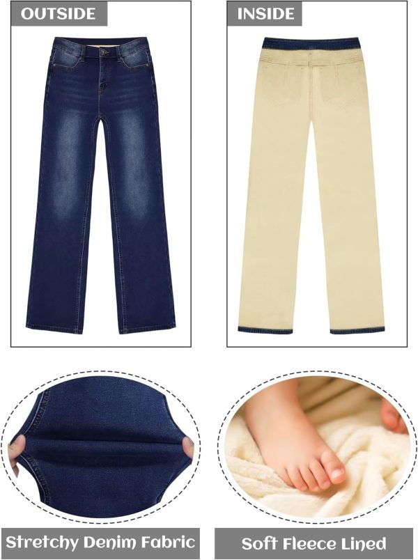 KDF Fleece Lined Jeans Women High Waisted Wide Leg Baggy Jeans for Women Winter Lined Jean Pants - Image 9