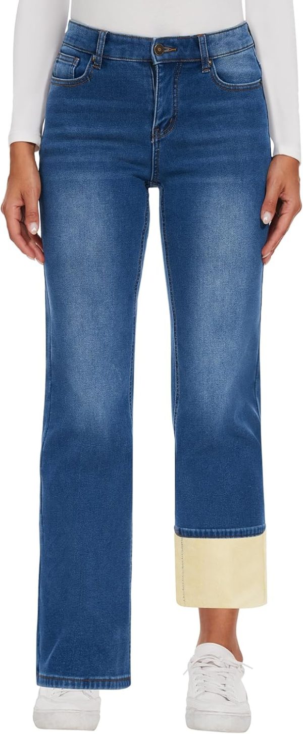KDF Fleece Lined Jeans Women High Waisted Wide Leg Baggy Jeans for Women Winter Lined Jean Pants - Image 13