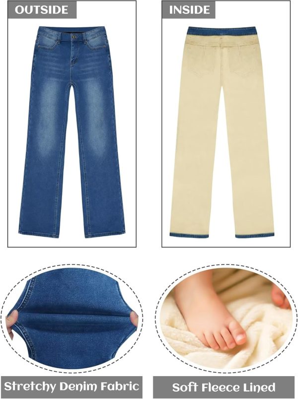 KDF Fleece Lined Jeans Women High Waisted Wide Leg Baggy Jeans for Women Winter Lined Jean Pants - Image 15