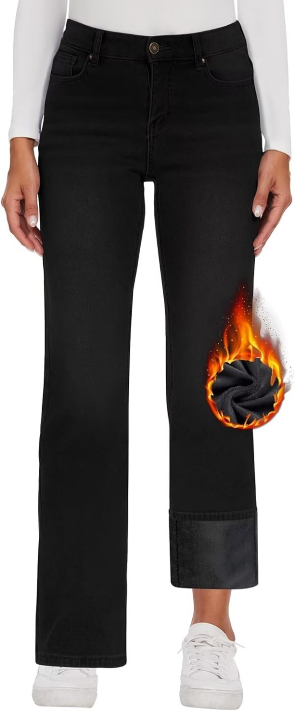 KDF Fleece Lined Jeans Women High Waisted Wide Leg Baggy Jeans for Women Winter Lined Jean Pants - Image 19