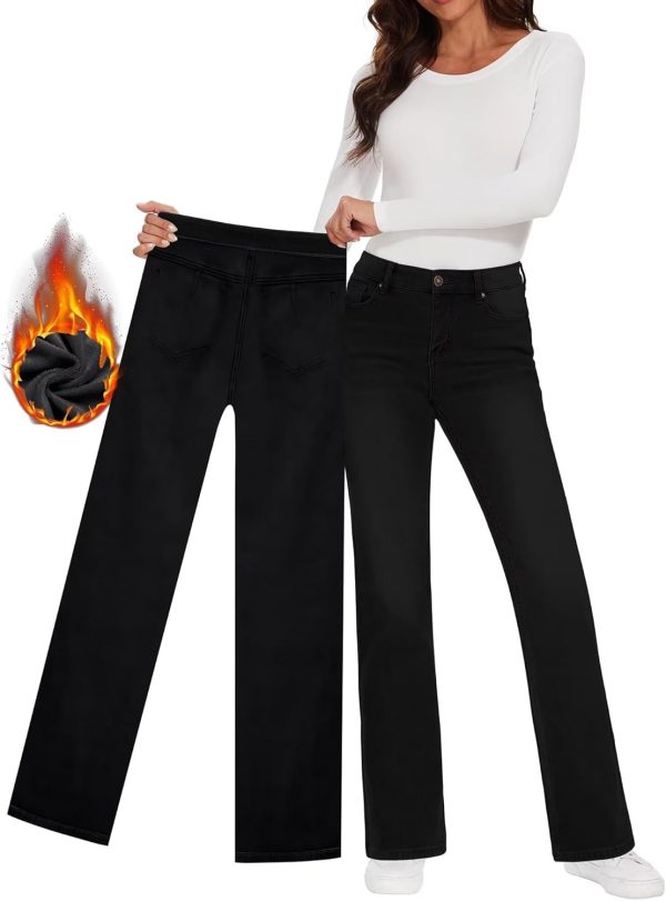 KDF Fleece Lined Jeans Women High Waisted Wide Leg Baggy Jeans for Women Winter Lined Jean Pants - Image 20