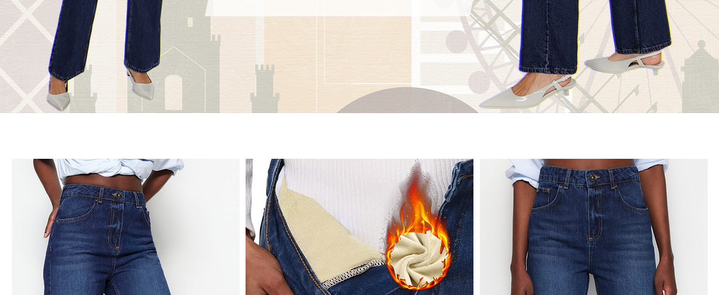 Fleece Lined Bell Bottom Jeans