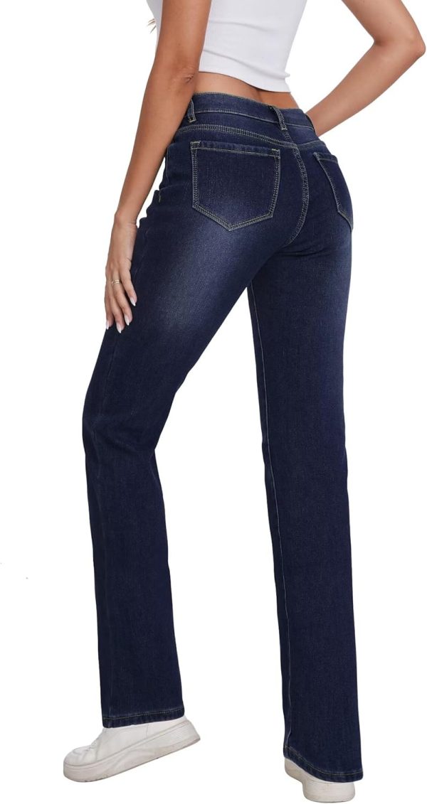 KDF Women's Fleece Lined Jeans Women High Waisted Straight Leg Jeans Winter Fleece Lined Jean Pants - Image 5