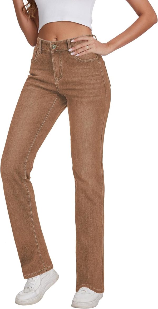 KDF Women's Fleece Lined Jeans Women High Waisted Straight Leg Jeans Winter Fleece Lined Jean Pants - Image 10