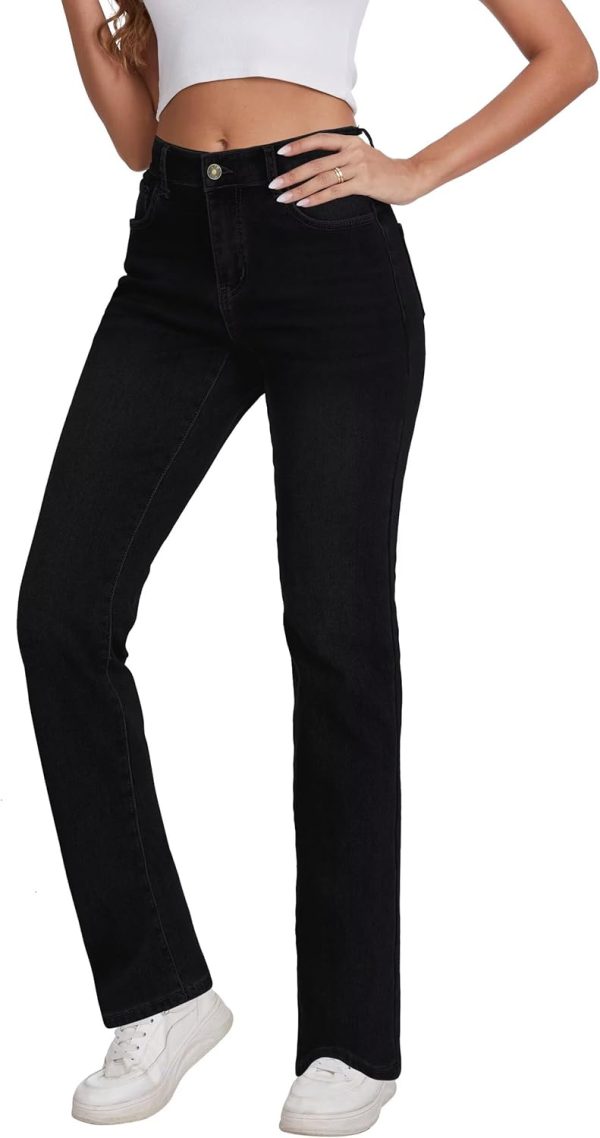 KDF Women's Fleece Lined Jeans Women High Waisted Straight Leg Jeans Winter Fleece Lined Jean Pants - Image 16