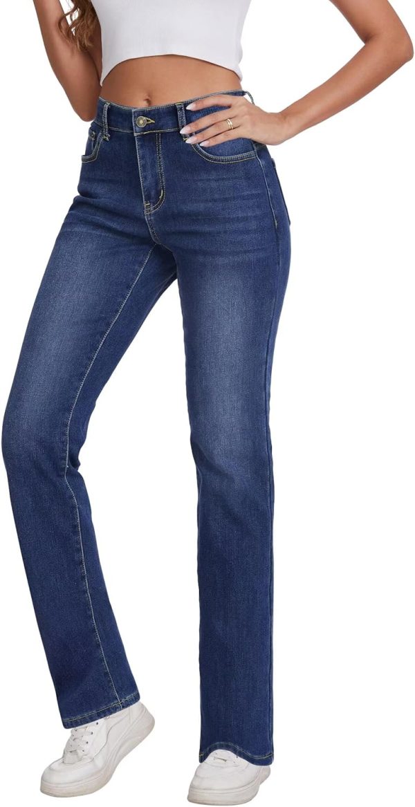 KDF Women's Fleece Lined Jeans Women High Waisted Straight Leg Jeans Winter Fleece Lined Jean Pants - Image 22