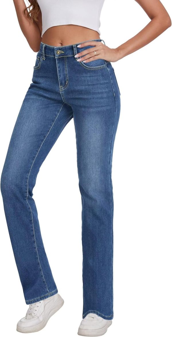 KDF Women's Fleece Lined Jeans Women High Waisted Straight Leg Jeans Winter Fleece Lined Jean Pants - Image 28