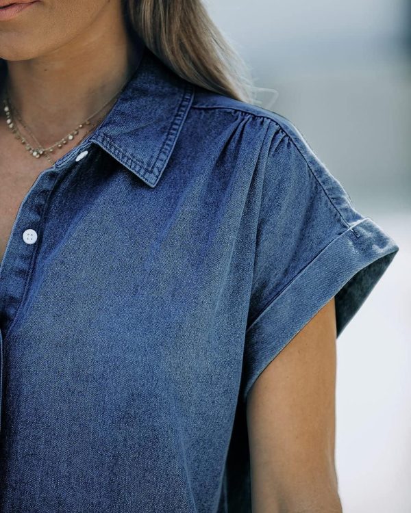 KDF Denim Shirt Dress Women - Denim Dress with Pockets, Button Down, Summer 2023 - Image 4