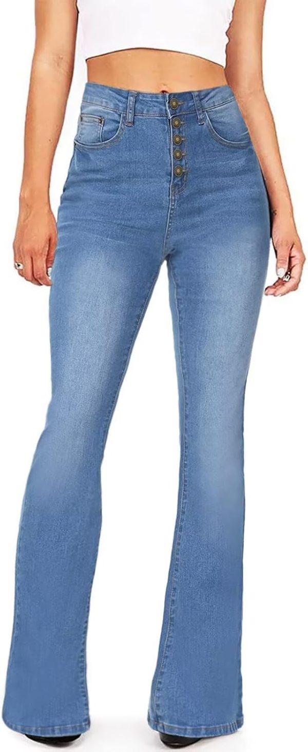 KDF Flare Jeans for Women Women's Bootcut Bell Bottom Jeans High Waisted Stretch Slimming Bell Bottoms Jeans - Image 36