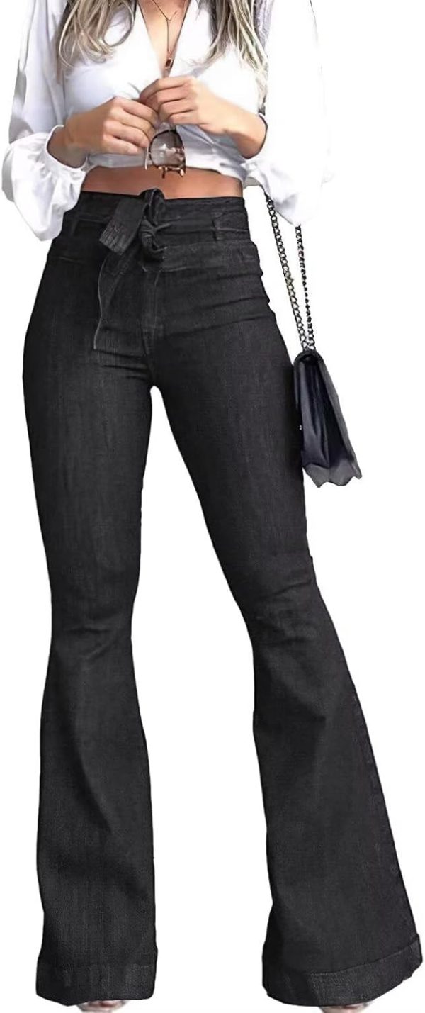 KDF High Waisted Bell Bottom Jeans for Women Flare Jeans for Women Stretch Wide Leg Jeans - Image 5