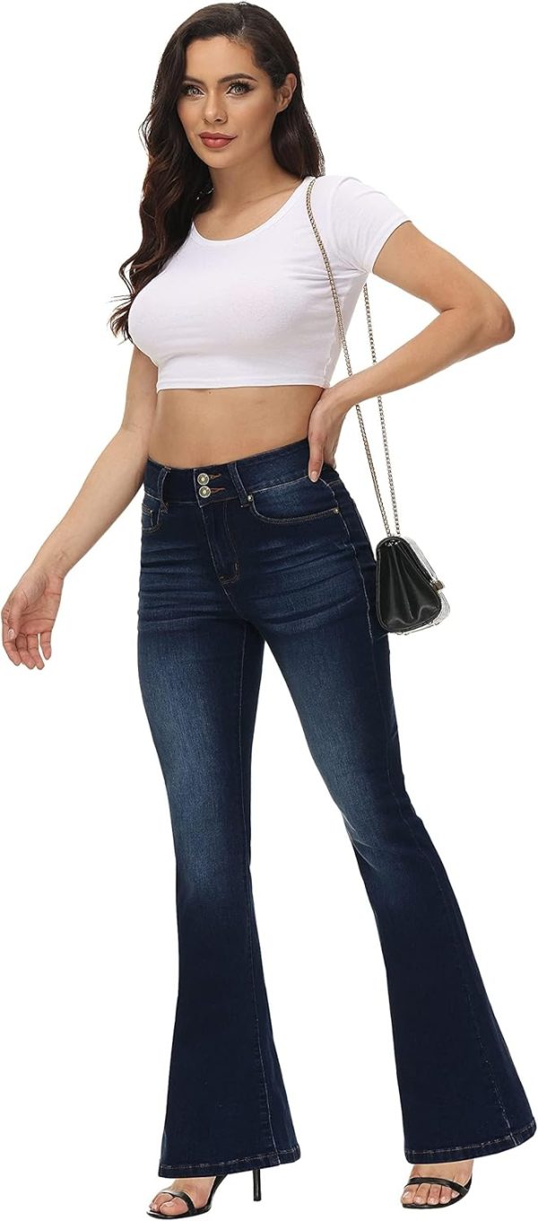 KDF High Waisted Bell Bottom Jeans for Women Flare Jeans for Women Stretch Wide Leg Jeans - Image 37