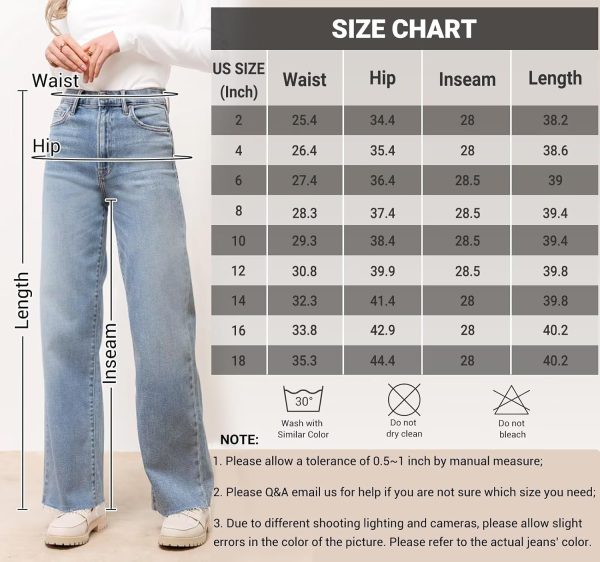 KDF Straight Leg Jeans for Women High Waisted Jeans Frayed Baggy Pants Raw Hem Loose Stretchy Cropped Wide Leg Jeans - Image 5