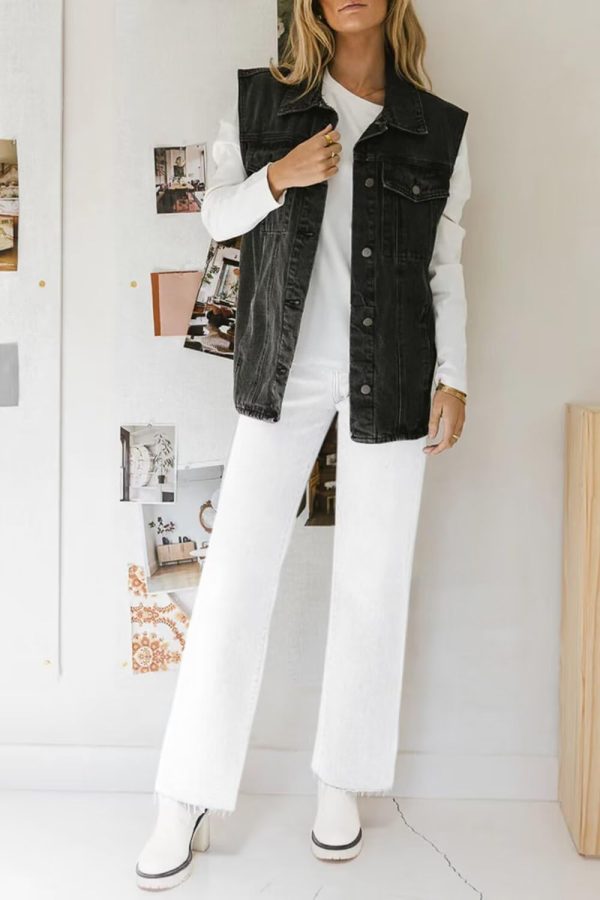 KDF Straight Leg Jeans for Women High Waisted Jeans Frayed Baggy Pants Raw Hem Loose Stretchy Cropped Wide Leg Jeans - Image 54