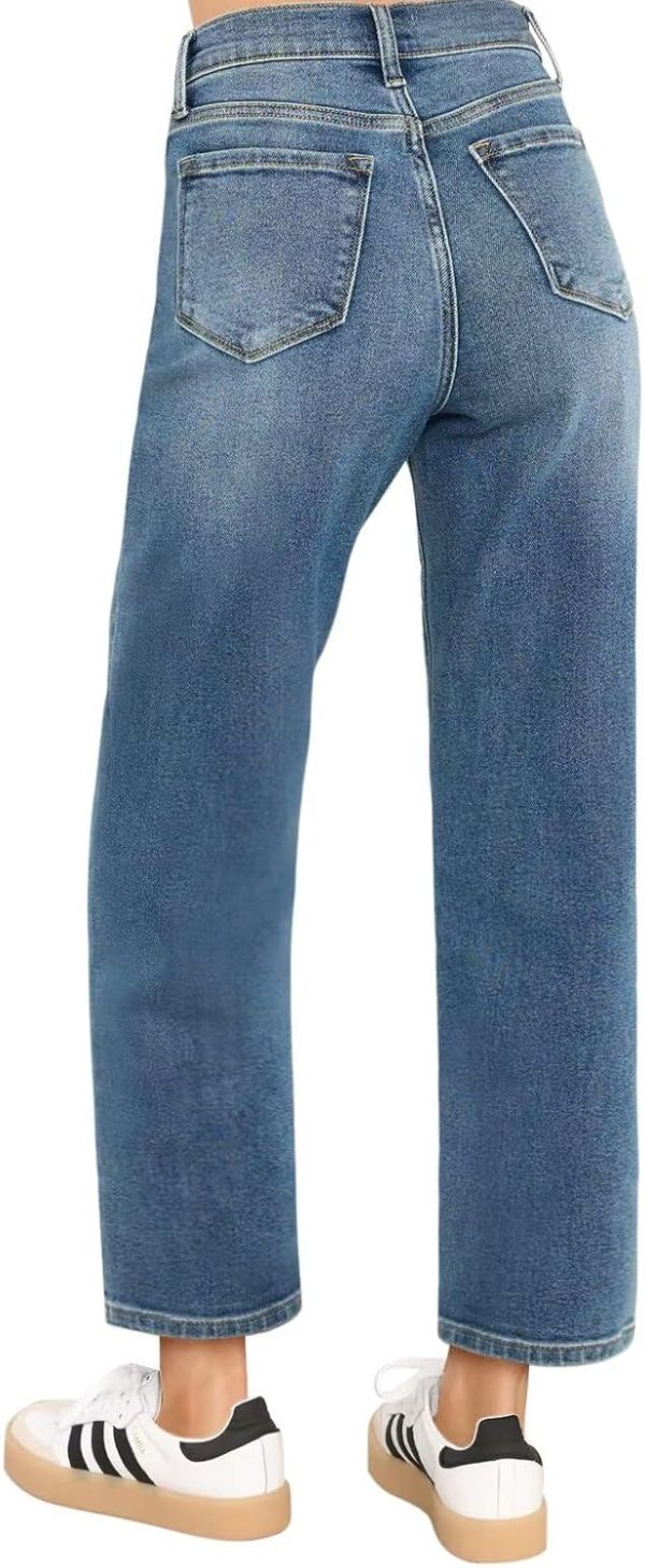 KDF Women's Cropped Straight Leg Jeans - High Waisted Jeans for Women 7/8 Length Denim Pants with Crop Hem - Image 2