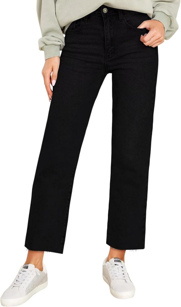 KDF Women's Cropped Straight Leg Jeans - High Waisted Jeans for Women 7/8 Length Denim Pants with Crop Hem - Image 7