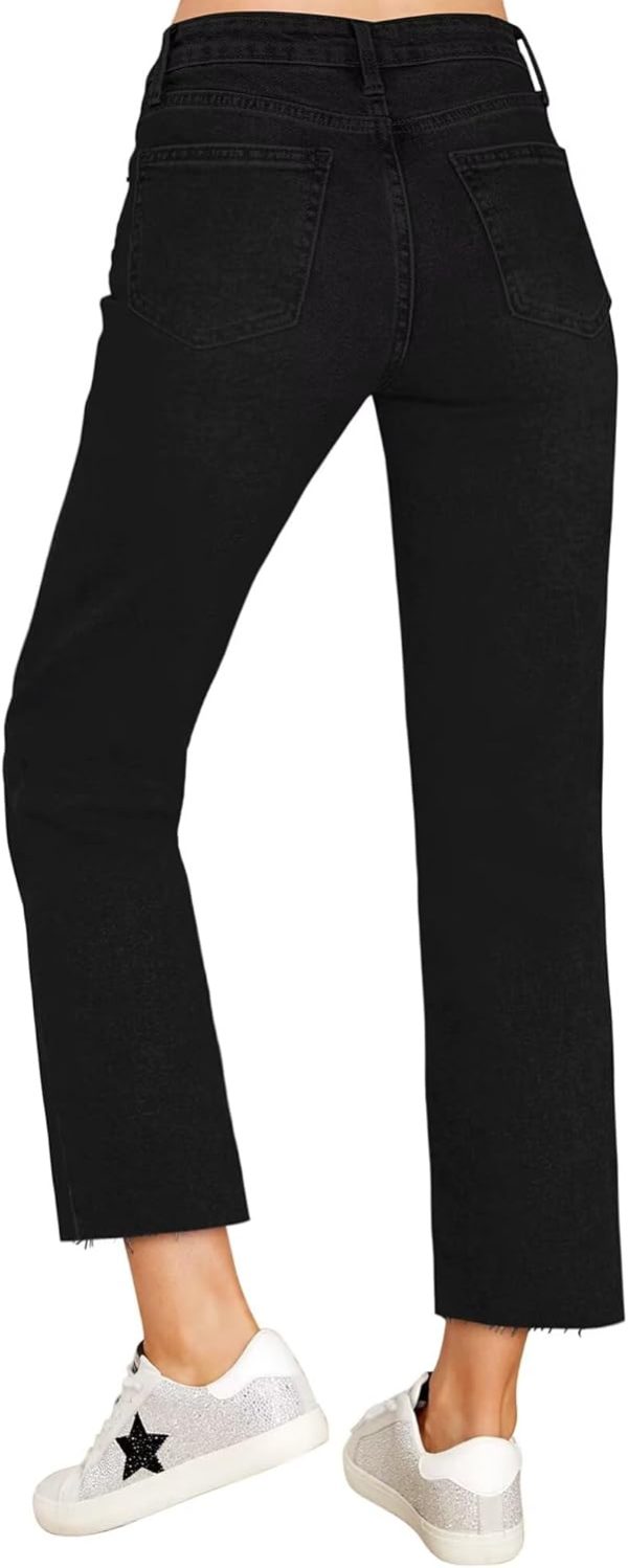 KDF Women's Cropped Straight Leg Jeans - High Waisted Jeans for Women 7/8 Length Denim Pants with Crop Hem - Image 8