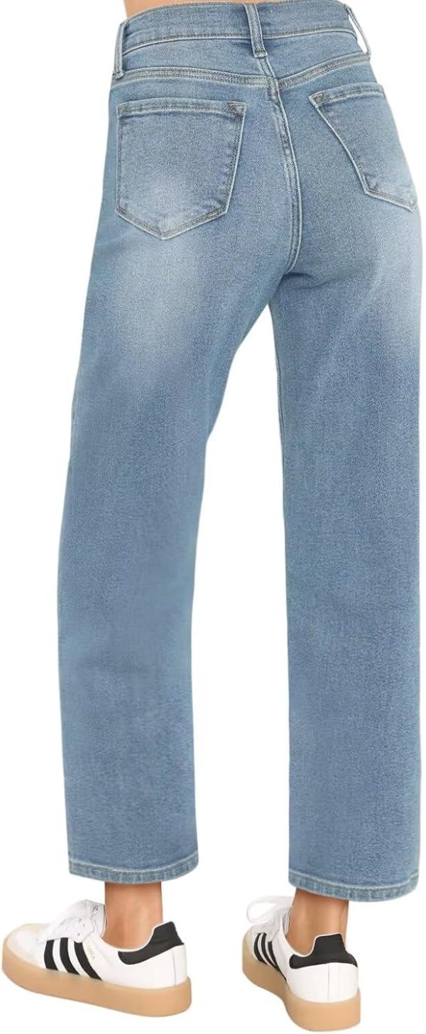 KDF Women's Cropped Straight Leg Jeans - High Waisted Jeans for Women 7/8 Length Denim Pants with Crop Hem - Image 12