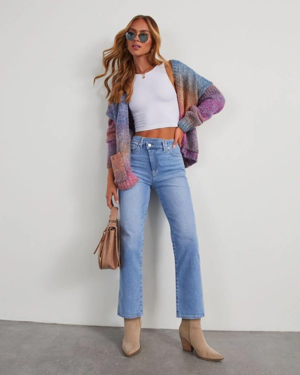 KDF Women's Cropped Straight Leg Jeans - High Waisted Jeans for Women 7/8 Length Denim Pants with Crop Hem - Image 19