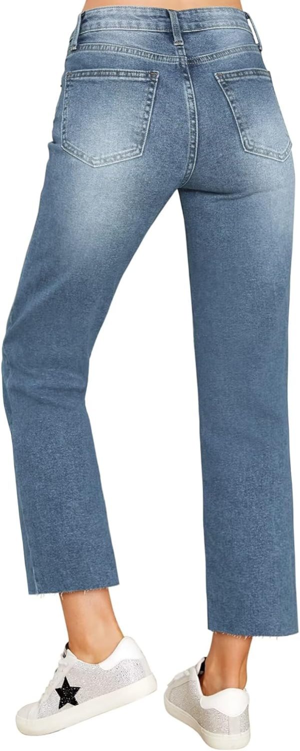 KDF Women's Cropped Straight Leg Jeans - High Waisted Jeans for Women 7/8 Length Denim Pants with Crop Hem - Image 28