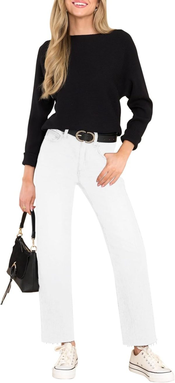 KDF Women's Cropped Straight Leg Jeans - High Waisted Jeans for Women 7/8 Length Denim Pants with Crop Hem - Image 35