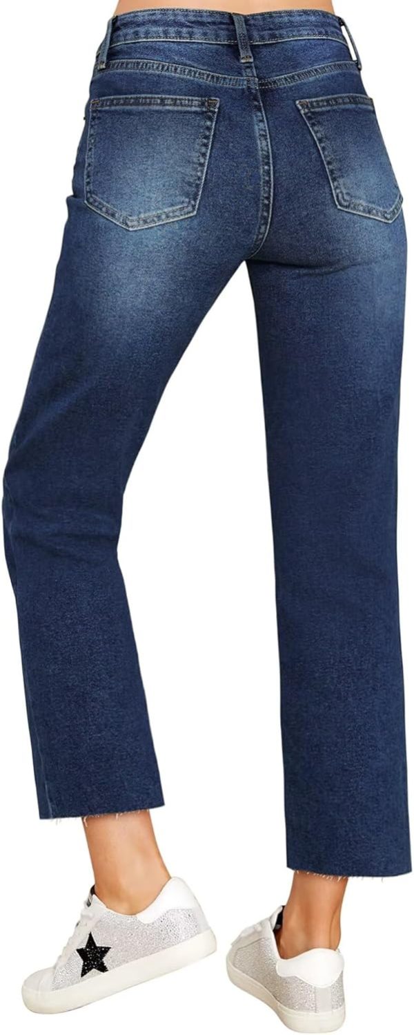 KDF Women's Cropped Straight Leg Jeans - High Waisted Jeans for Women 7/8 Length Denim Pants with Crop Hem - Image 39