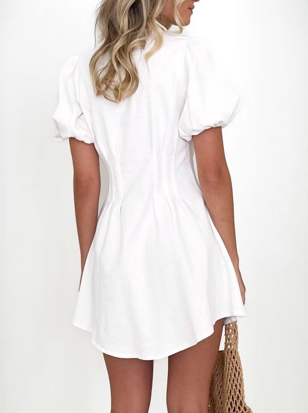 KDF Summer Denim Dress for Women Puff Sleeve Slim Fit Jean Dresses for Women 2025 Casual - Image 16