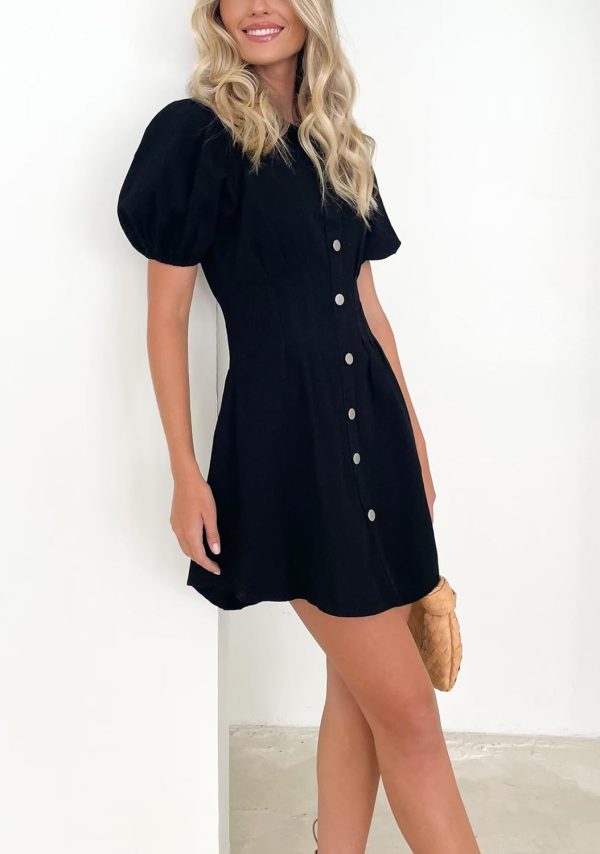 KDF Summer Denim Dress for Women Puff Sleeve Slim Fit Jean Dresses for Women 2025 Casual - Image 19