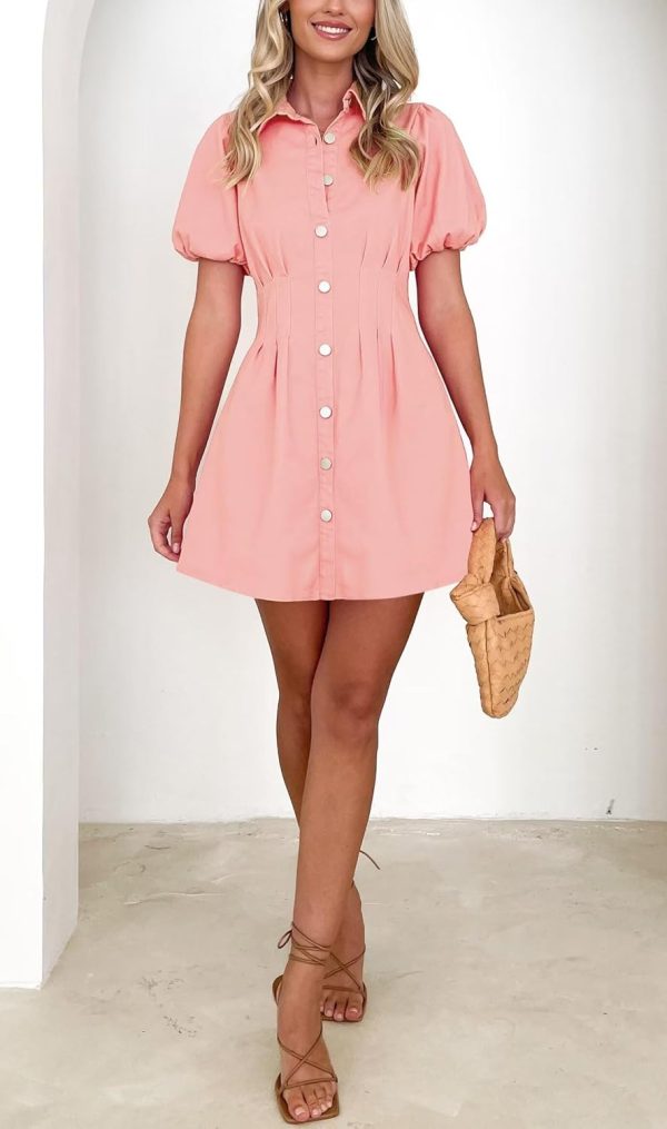 KDF Summer Denim Dress for Women Puff Sleeve Slim Fit Jean Dresses for Women 2025 Casual - Image 27
